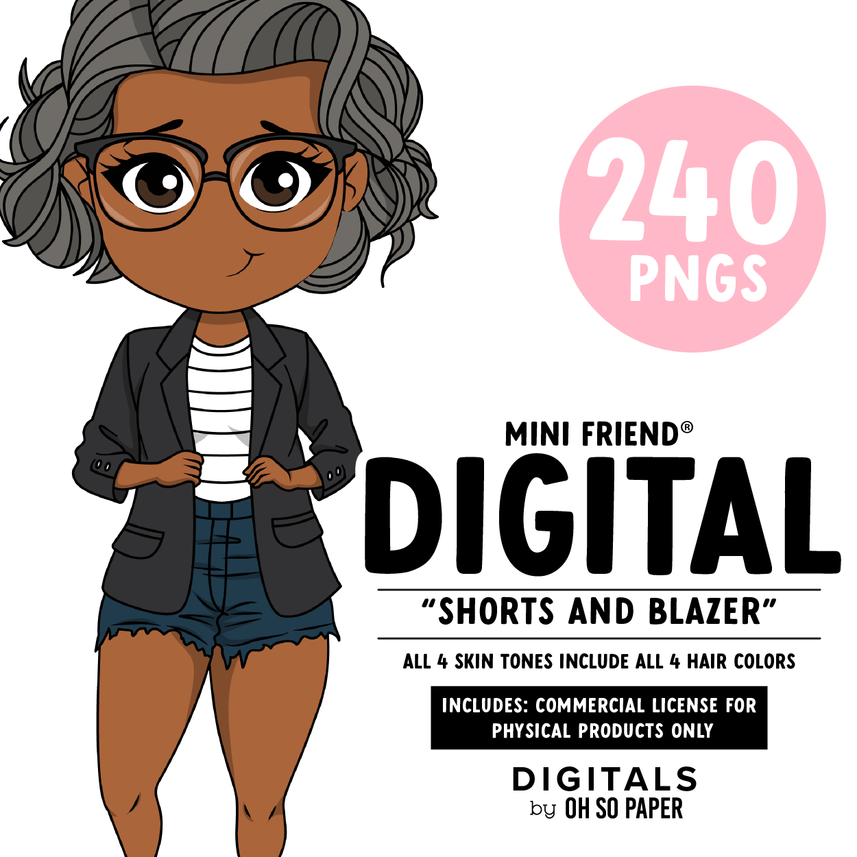 Shorts and Blazer - Mini Friend® Digital Stickers - ohsopaper