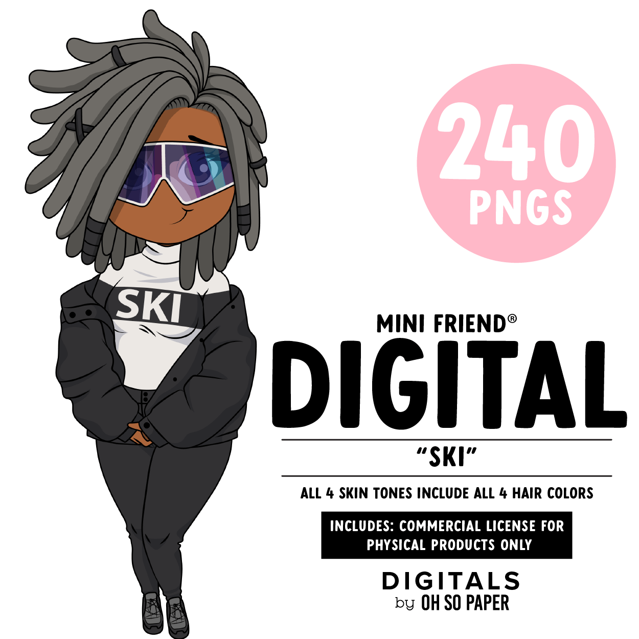 Ski - Mini Friend® Digital Stickers - ohsopaper