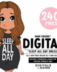 Sleep All Day Dress - Mini Friend® Digital Stickers - ohsopaper