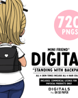 Standing with Backpack - Mini Friend® Digital Stickers - ohsopaper