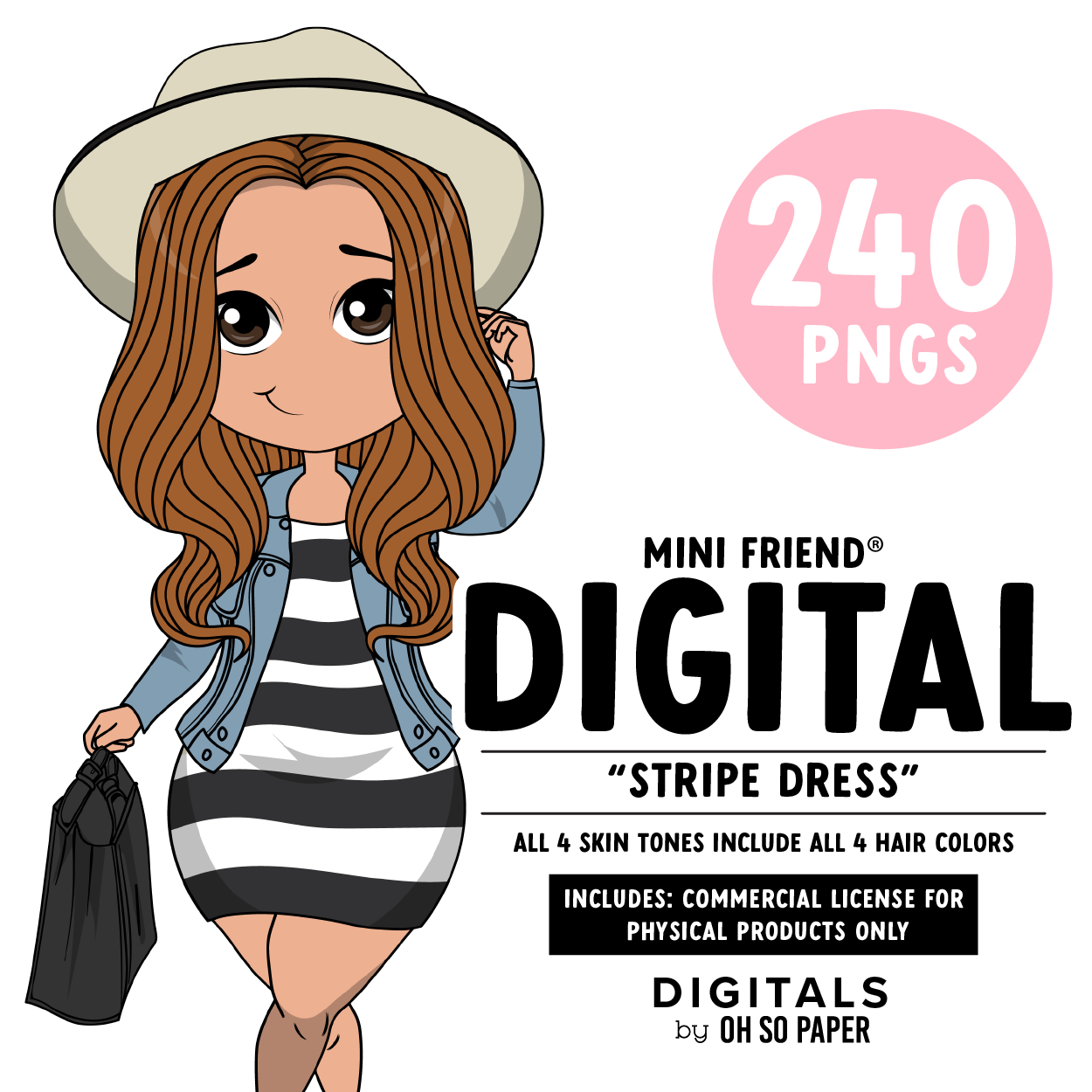 Stripe Dress - Mini Friend® Digital Stickers - ohsopaper