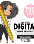 Teacher with Pencils - Mini Friend® Digital Stickers - ohsopaper