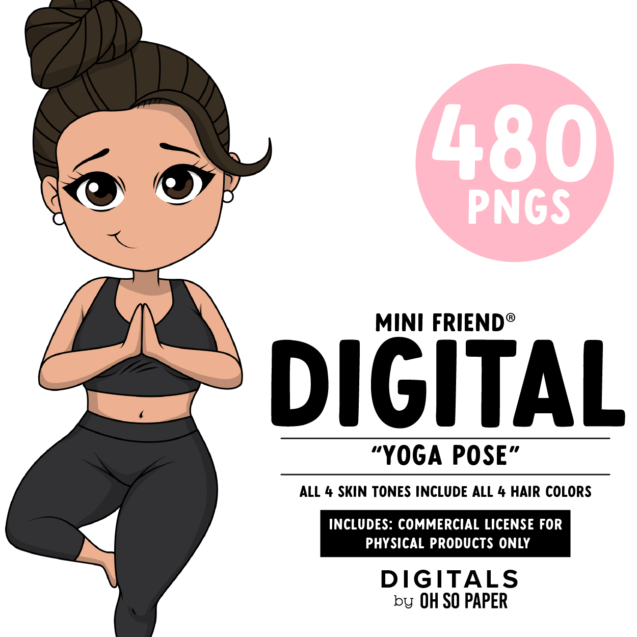 Yoga Pose - Mini Friend® Digital Stickers - ohsopaper