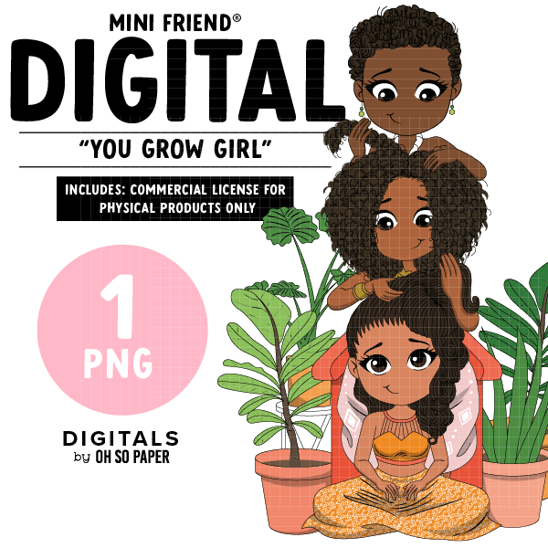 You Grow Girl - Mini Friend® Digital Stickers - ohsopaper