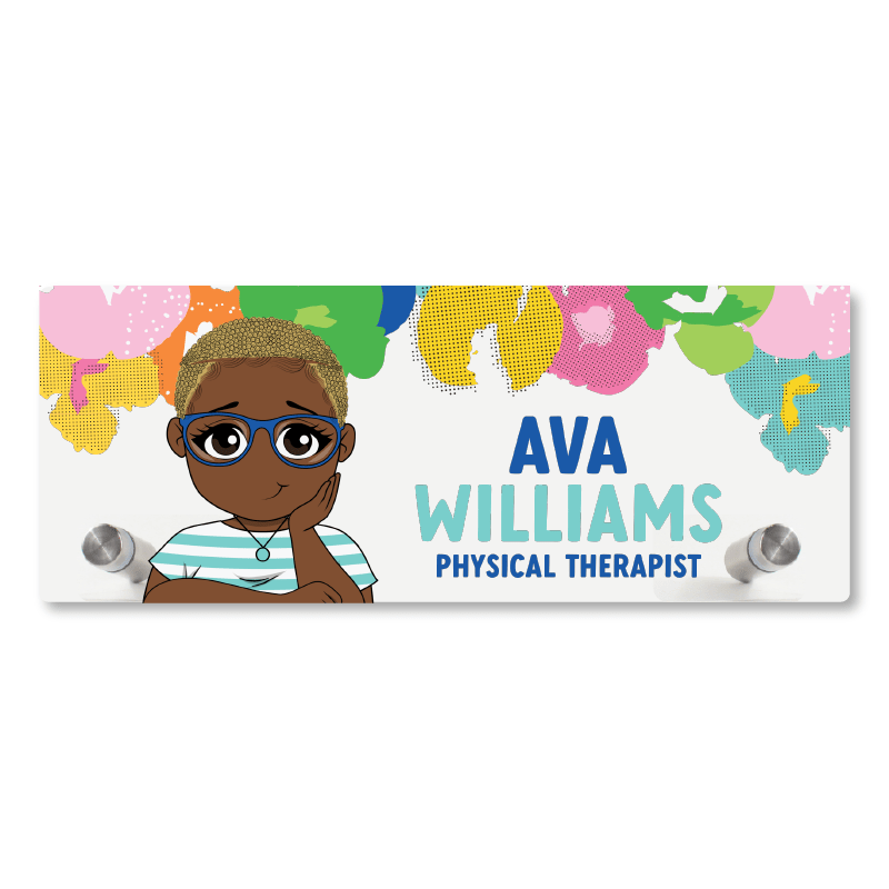 Abstract Floral Personalized Desk Name Plate - Acrylic - ohsopaper