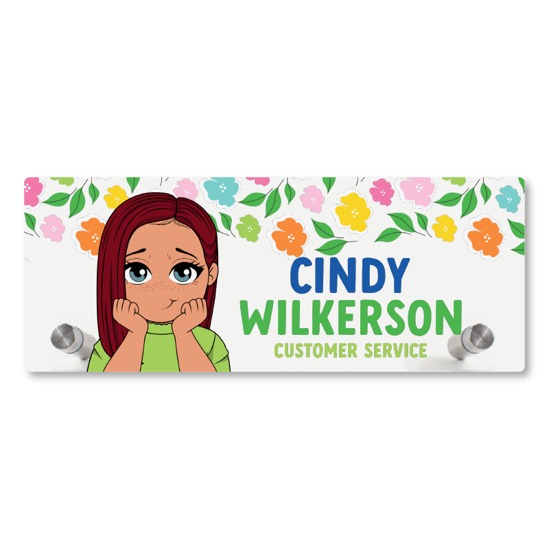 Big Blooms Personalized Desk Name Plate - Acrylic - ohsopaper