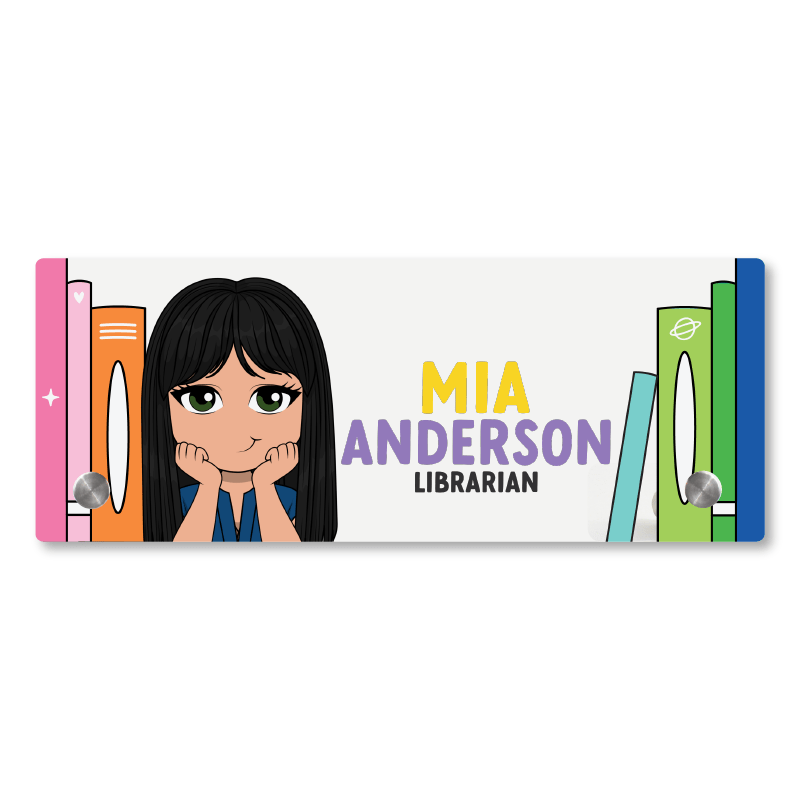 Book Lovers Personalized Desk Name Plate - Acrylic - ohsopaper