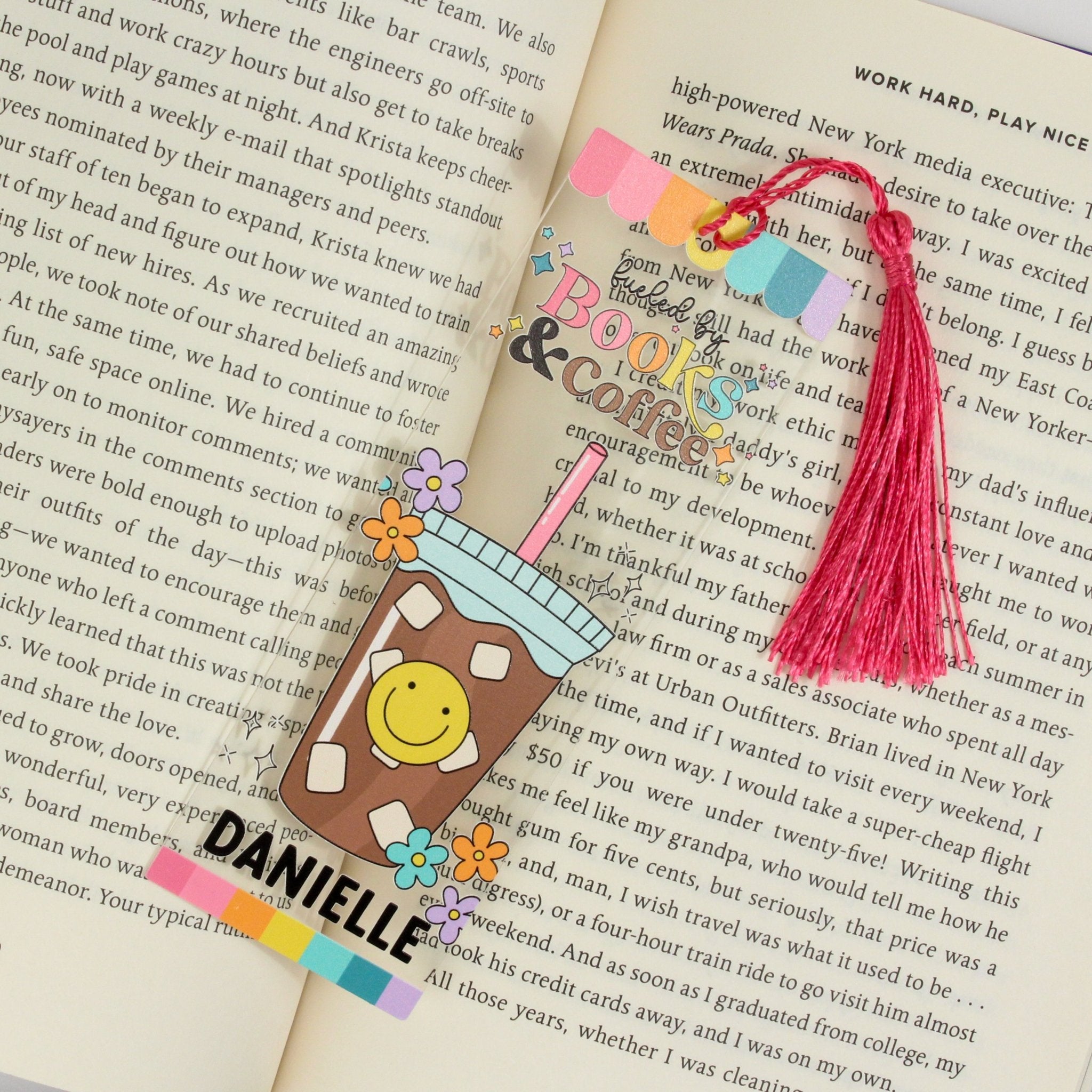 Books and Coffee Personalized Acrylic Bookmark - ohsopaper