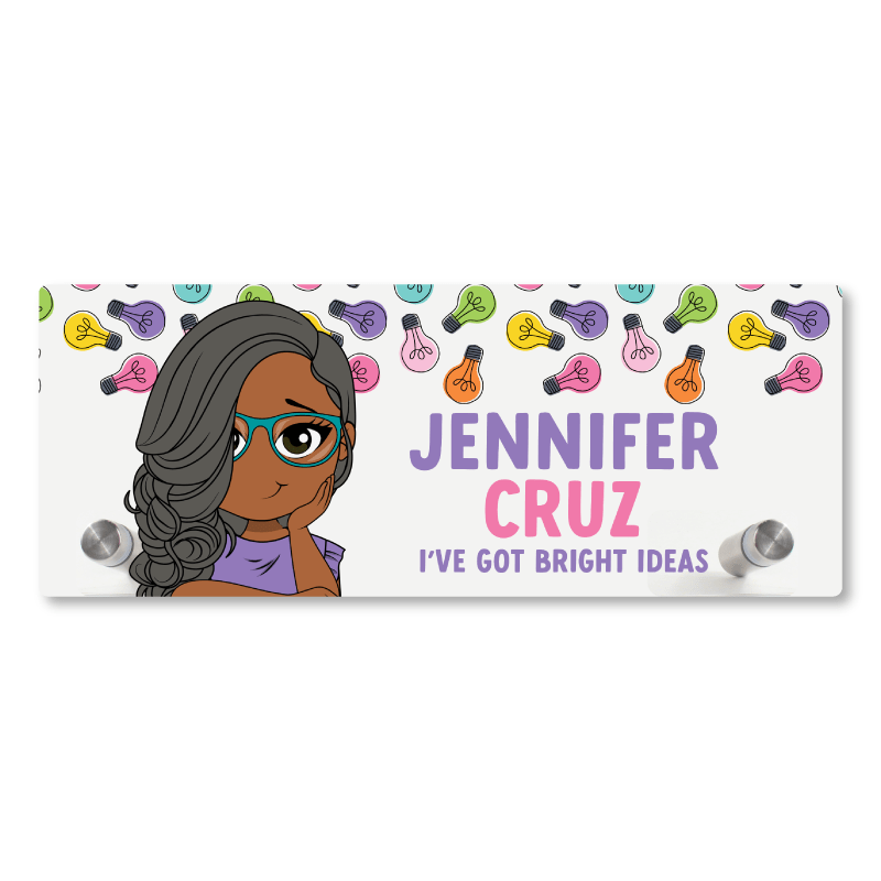 Colorful Bulbs Personalized Desk Name Plate - Acrylic - ohsopaper