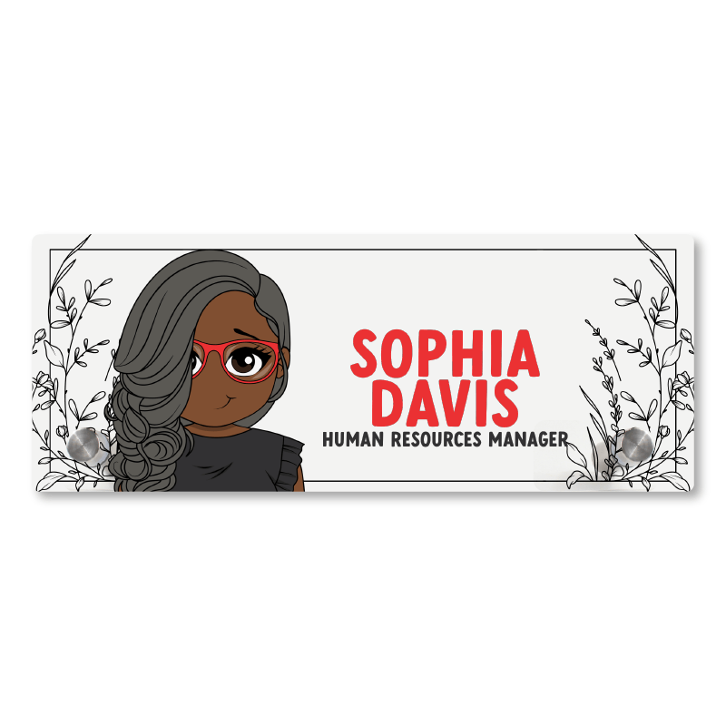 Floral Personalized Desk Name Plate - Acrylic - ohsopaper