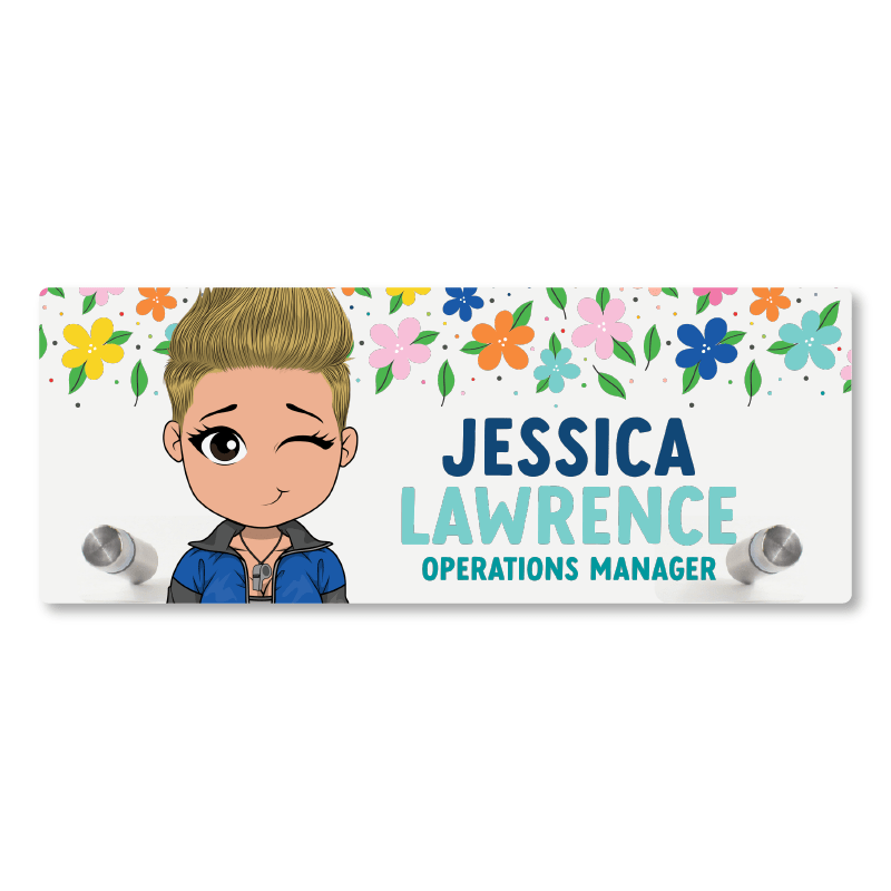 Little Blooms Personalized Desk Name Plate - Acrylic - ohsopaper