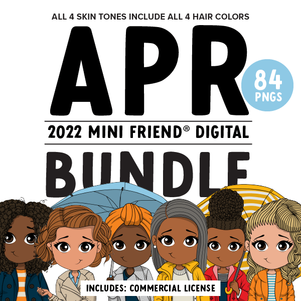 Mini Friend® Digital April 2022 Character Clipart - PNG - ohsopaper