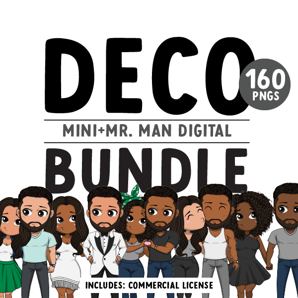 Mini Friend® Digital Deco Mini and Mr. Man Character Clipart - PNG - ohsopaper