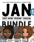 Mini Friend® Digital January 2021 Character Clipart - PNG - ohsopaper