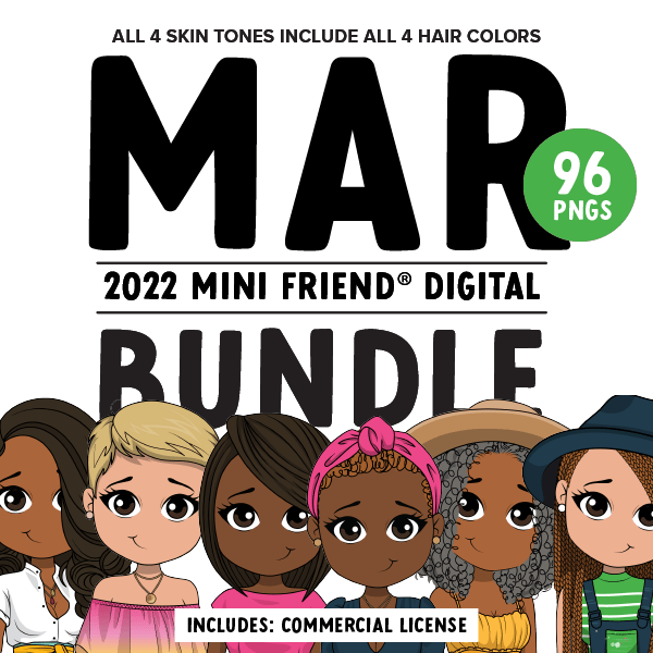 Mini Friend® Digital March 2022 Character Clipart - PNG - ohsopaper