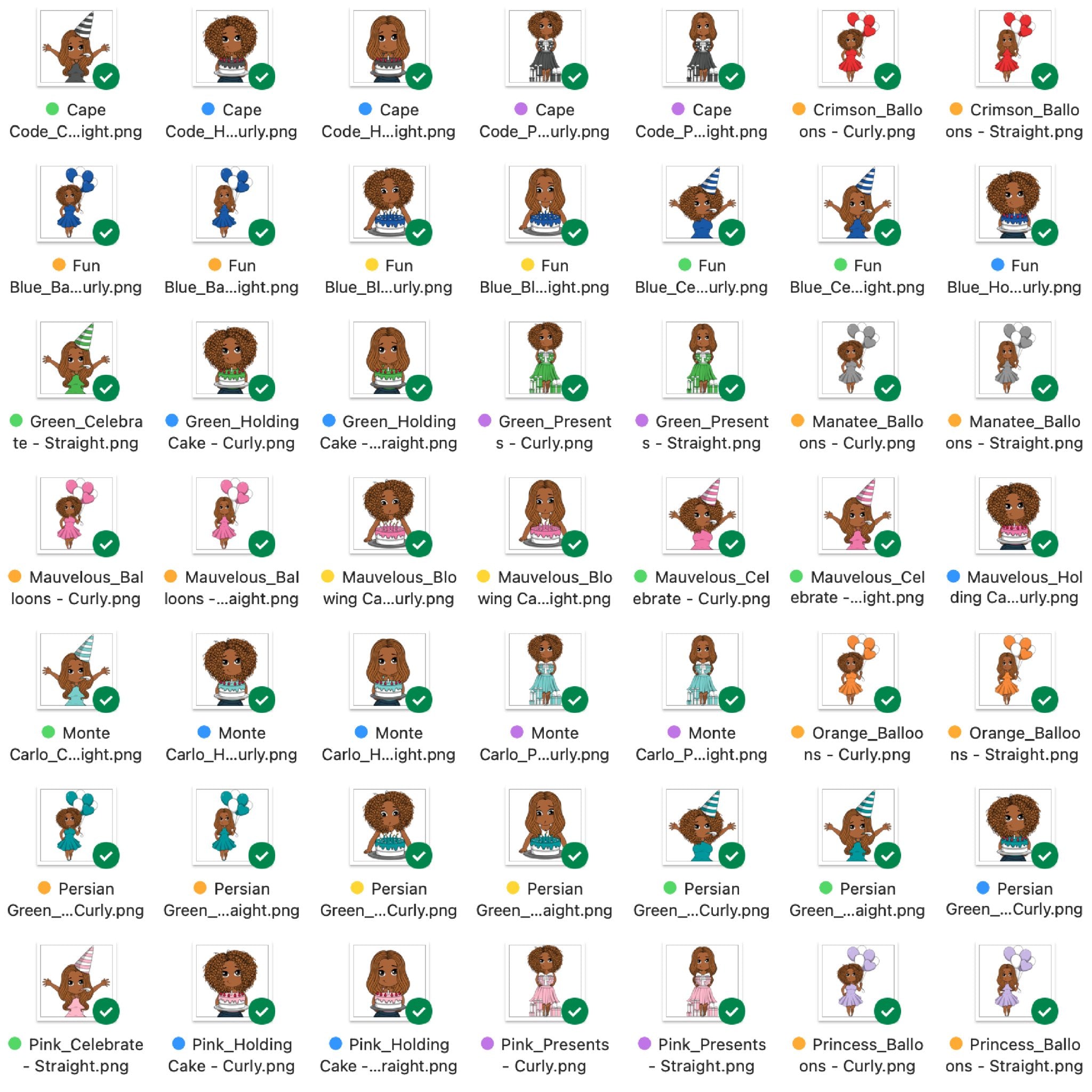 Mini Friend® Functional Digital Celebration Character Clipart - PNG - ohsopaper