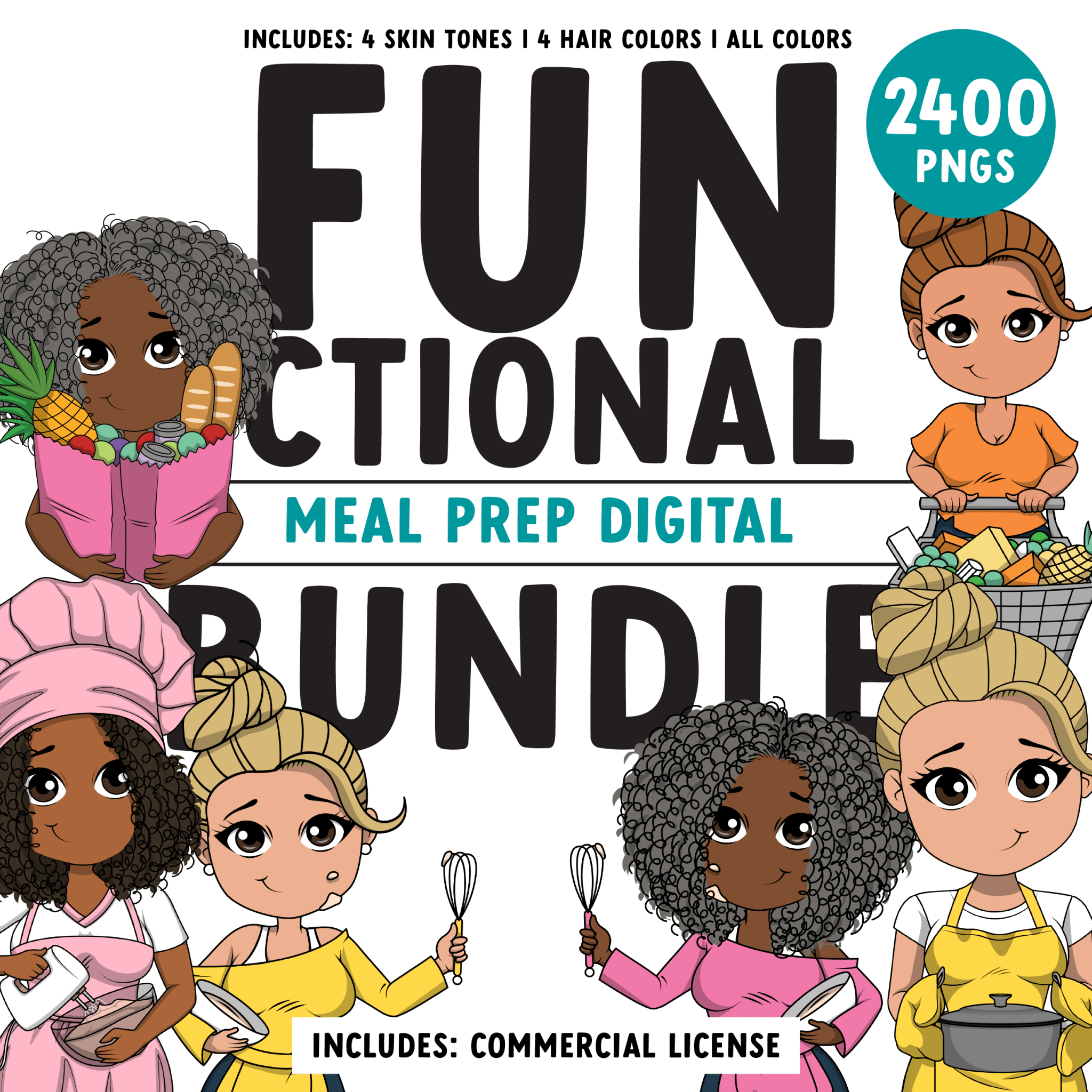 Mini Friend® Functional Digital Meal Prep Character Clipart - PNG - ohsopaper