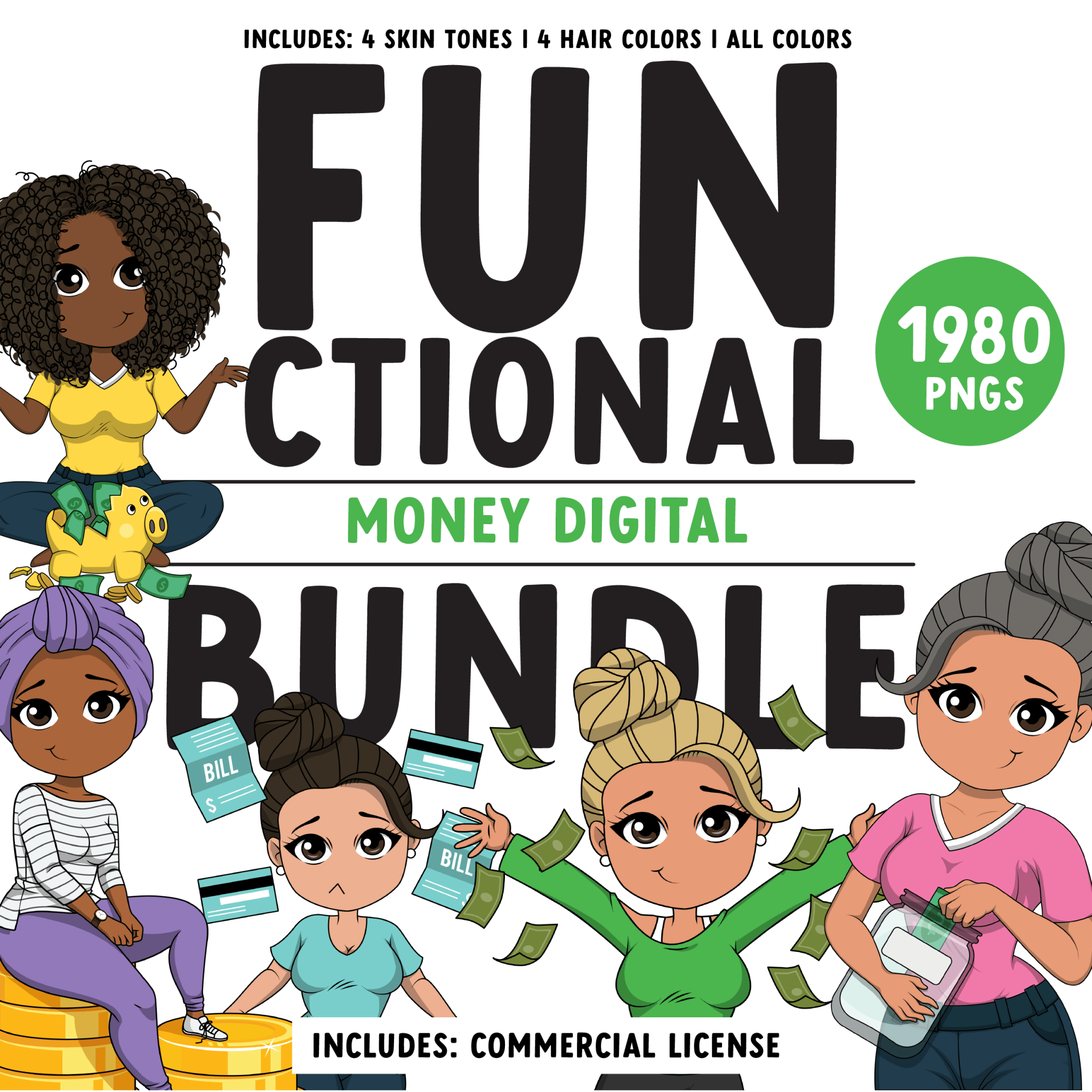 Mini Friend® Functional Digital Money Character Clipart - PNG - ohsopaper