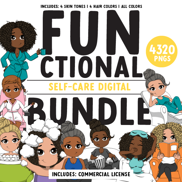 Mini Friend® Functional Digital Self-Care Character Clipart - PNG - ohsopaper