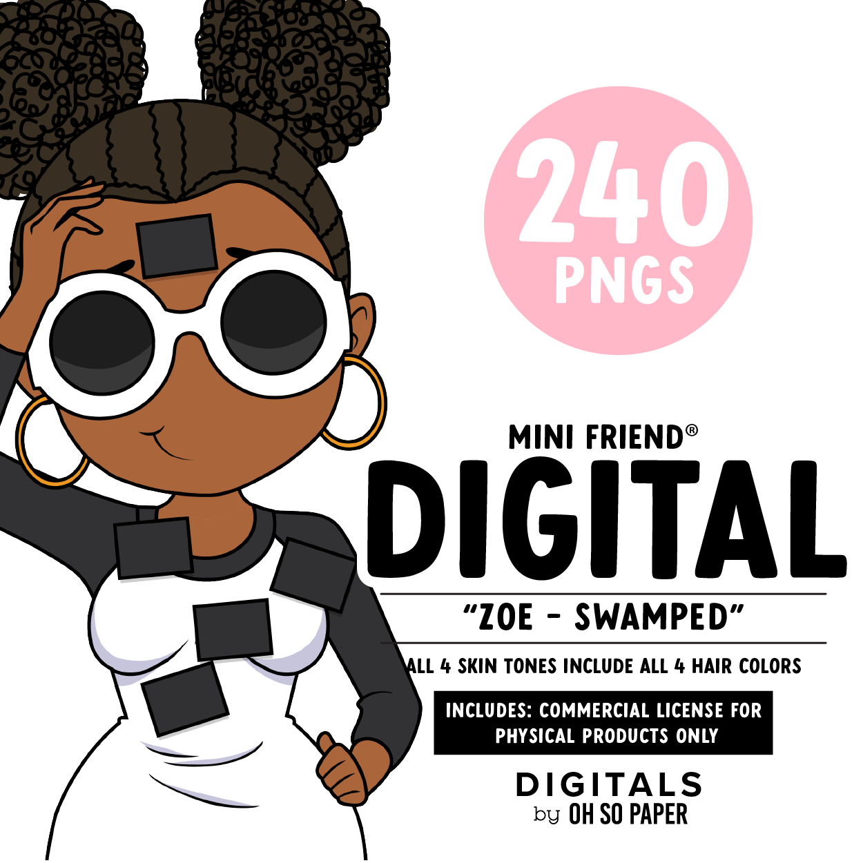 Zoe Swamped - Mini Friend® Digital Stickers - ohsopaper
